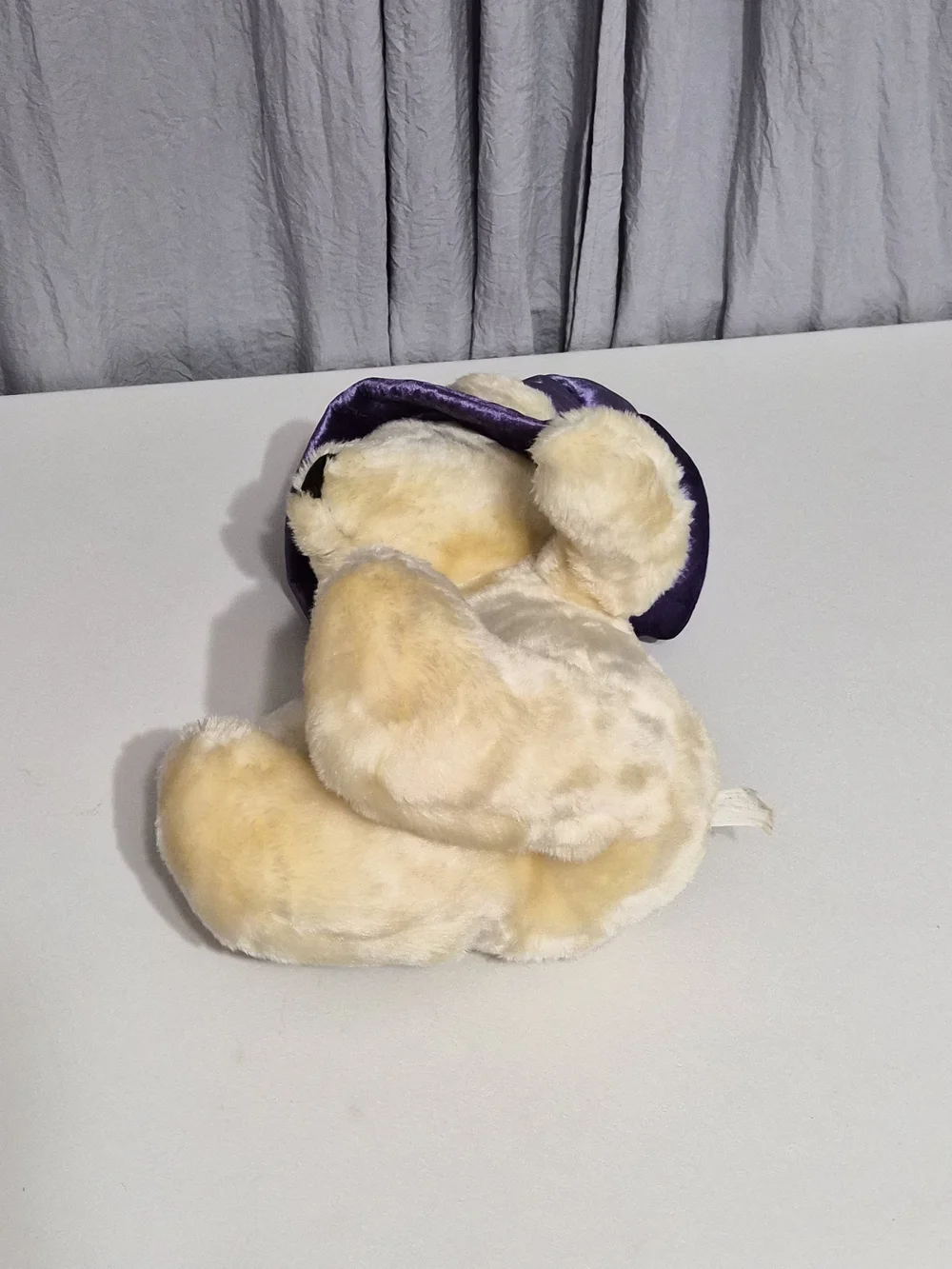 Vintage Plush Teddy Bear with Purple Wizard Hat - Soft Kids Toy
